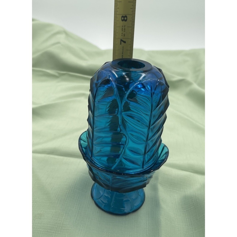 Viintage Viking Glass Epic Glimmer Leaf COBALT BLUE Bluenique Fairy Lamp - Picture 6 of 9